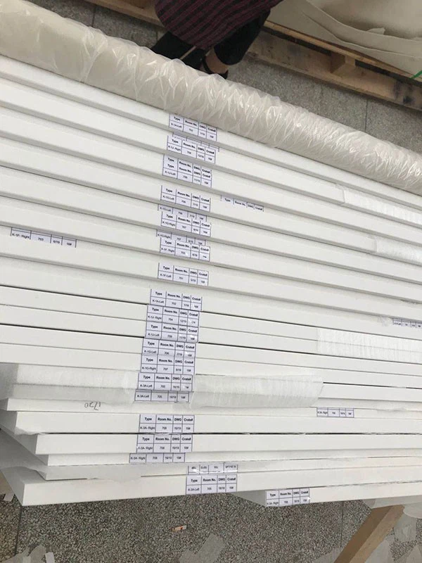 Pure white Quartz labeled countertop