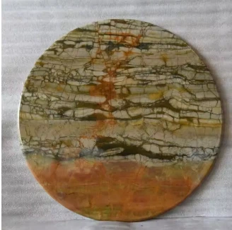 Okrągłe, zielone, marmurowe blaty